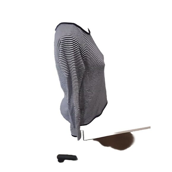 Eddie Bauer Sweater Women Blue White Stripes Long Sleeve Roll Hem Nautical Small - Picture 3 of 8